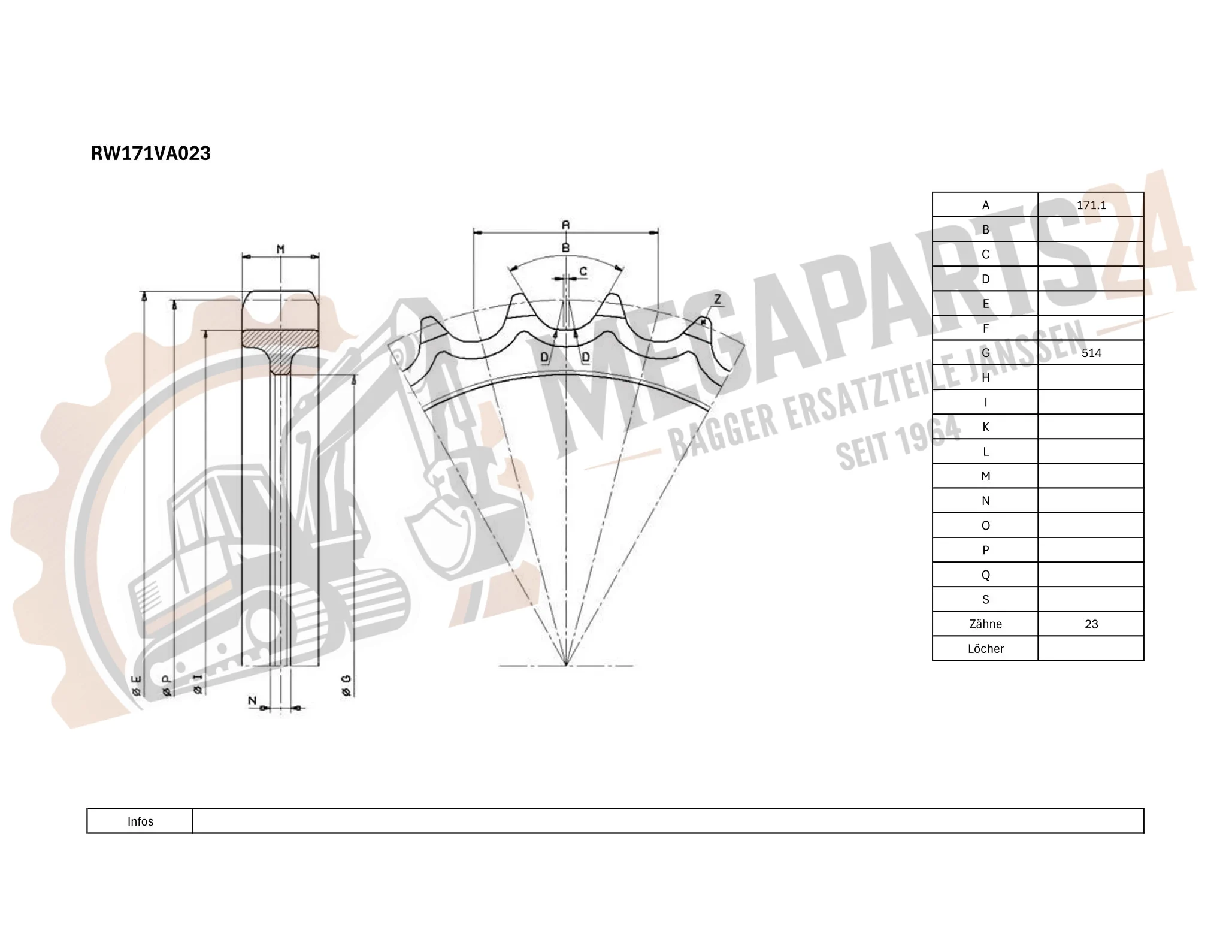 Antriebsrad für CATERPILLAR 215 14Z (Serie 1-431) Antriebsrad für CATERPILLAR 215 14Z (Serie 1-431)