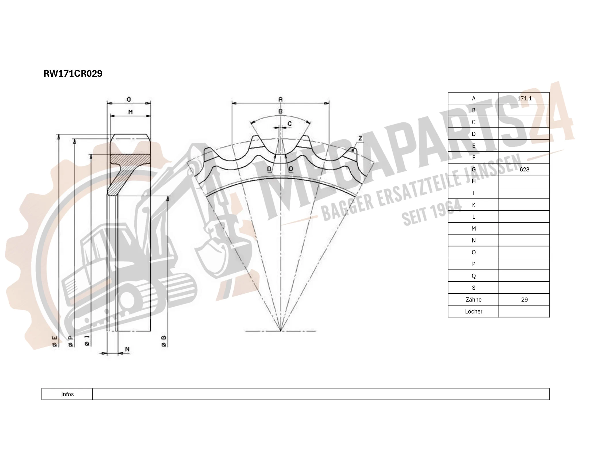 Antriebsrad für CATERPILLAR D4D SA 44H (Serie 1-1267) Antriebsrad für CATERPILLAR D4D SA 44H (Serie 1-1267)