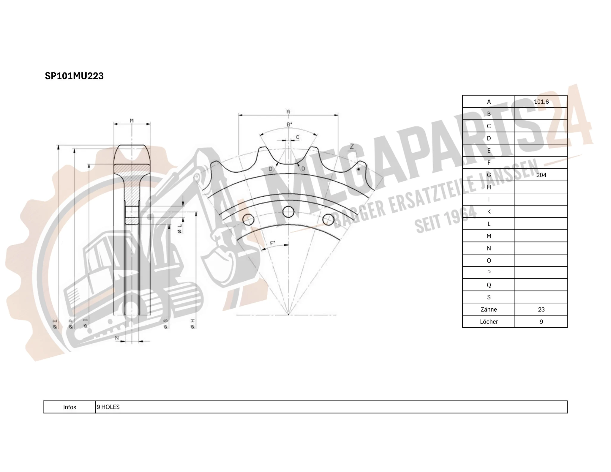Antriebsrad KOBELCO SK35SR-5 (S/N: PX15) - Turas Antriebsrad KOBELCO SK35SR-5 (S/N: PX15) - Turas