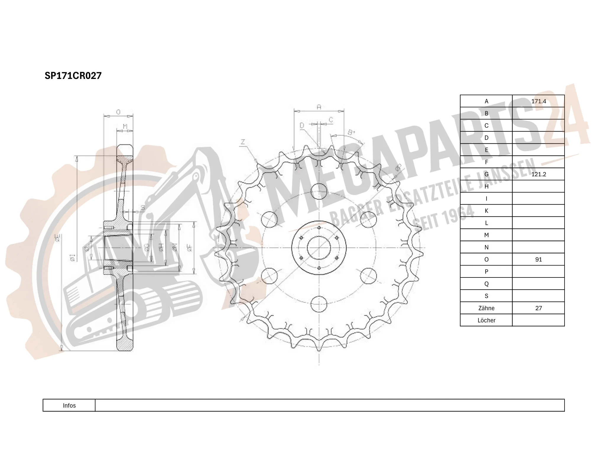 Antriebsrad für CATERPILLAR 215C 4HG (Serie 1-888) Antriebsrad für CATERPILLAR 215C 4HG (Serie 1-888)